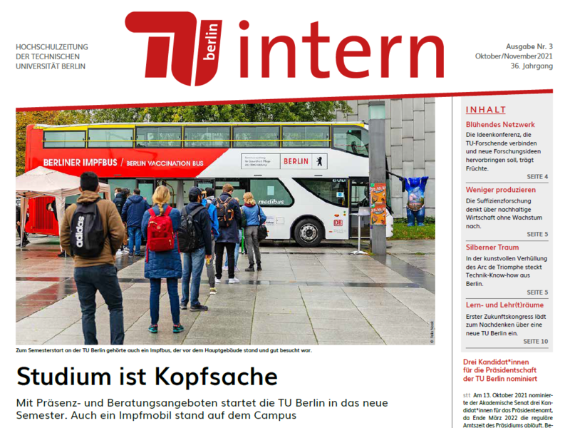 Screenshot Titelblatt TU intern Okt/Nov 21