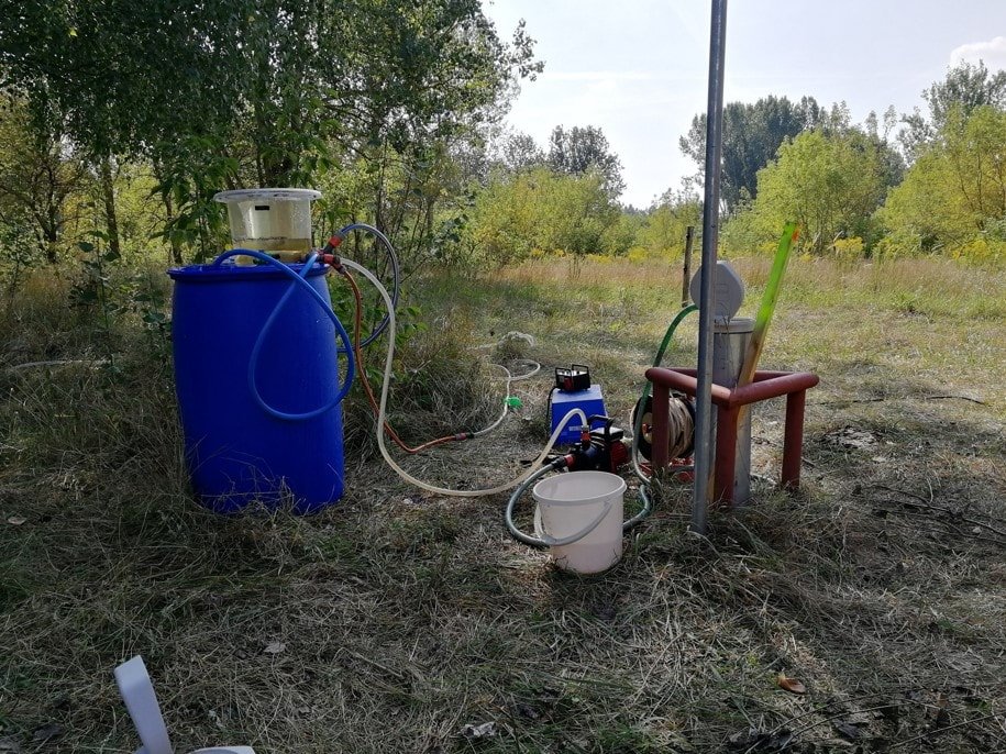Bild von Aufbau für Probenahme an Grundwassermessstelle