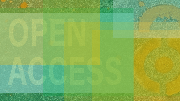 Die buntfarbige Grafik zeigt den Schrfitzug Open Access vor dem OA-Logo, ein geöffnetes Schloss.