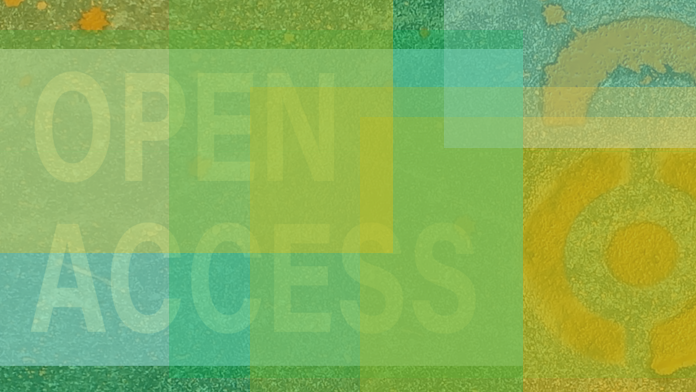 Die buntfarbige Grafik zeigt den Schrfitzug Open Access vor dem OA-Logo, ein geöffnetes Schloss.