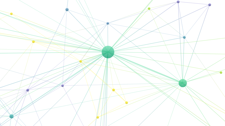 Grafische Darstellung eines Netzwerkes in Form einer Netzstruktur.
