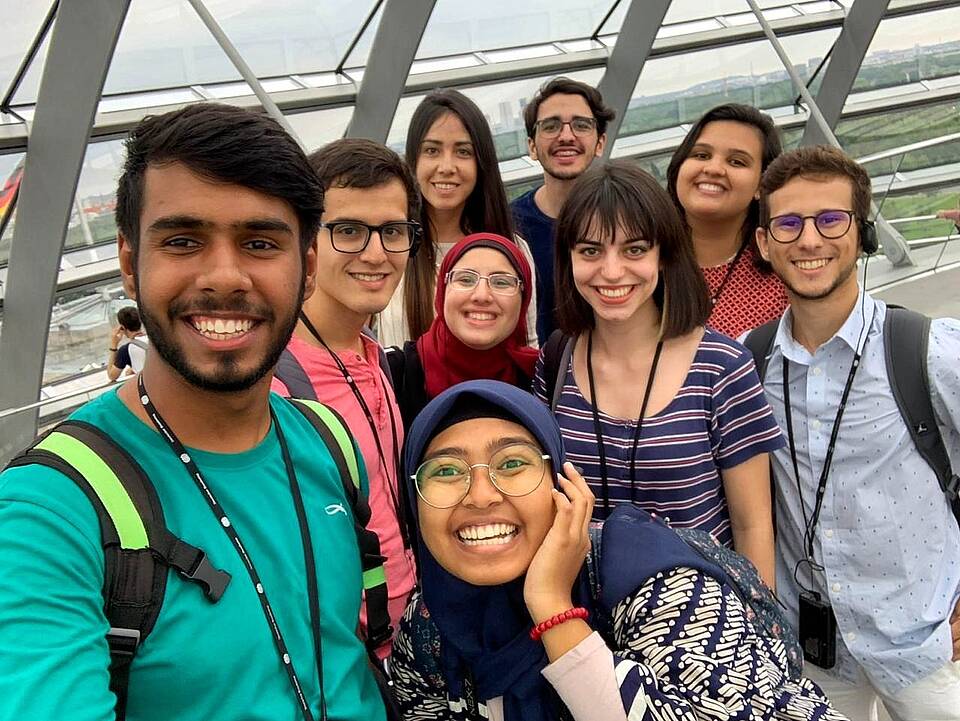 Participants of the 2019 Summer University in the dome of the German Bundestag