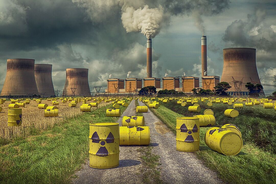 Fictitious landscape with nuclear waste