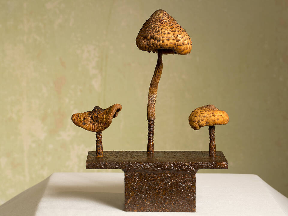 Pilze in der Kunst: Skulptur "Champi(gn)ons" von Vera Meyer, Künstlerin und Professorin der TU Berlin 